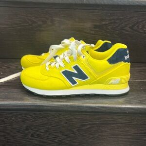 New Balance Yellow and White Sneakers Classic Retro Design